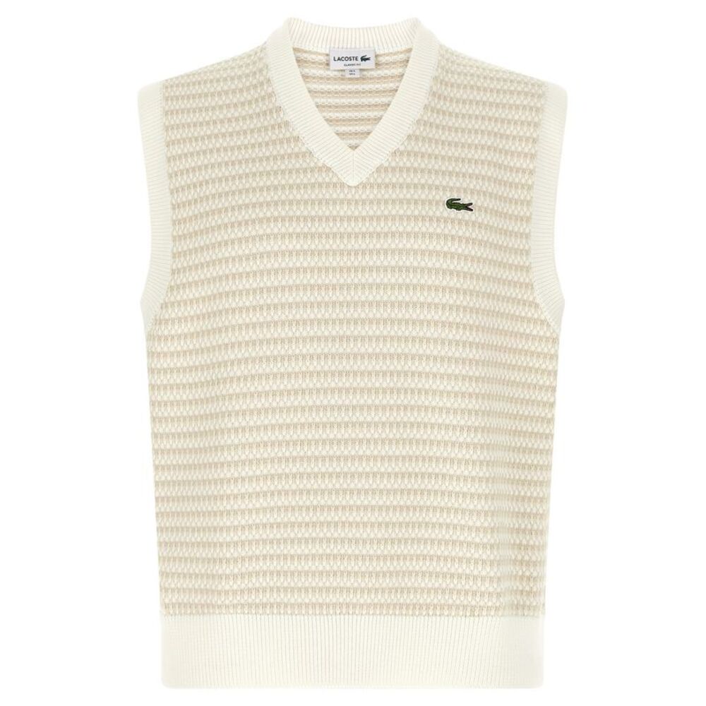 Lacoste Beige Cotton Sleeveles Men's Sweater